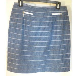 Cache' Lined Denim Skirt Zipper Accents White